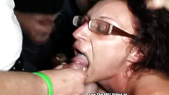 Bitch suck anal, milf glasses gang bang, gang bang glasses, interracial public group, brunette glasses milf