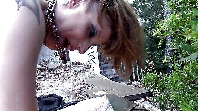 Show off in public, fucking cameraman, outdoor shooting cum, face cum shoot and swallow, emo hardcore fuck