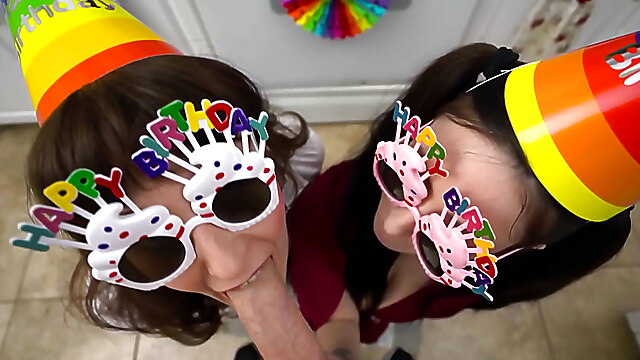Mom birthday fuck, stepmother birthday, step mom and stepsis, step mom birthday, step mom pov threesome